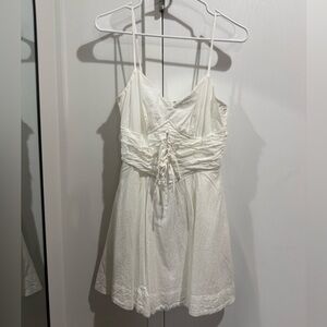 Trixxi White Spaghetti Strap Dress with Lace-Up Detail